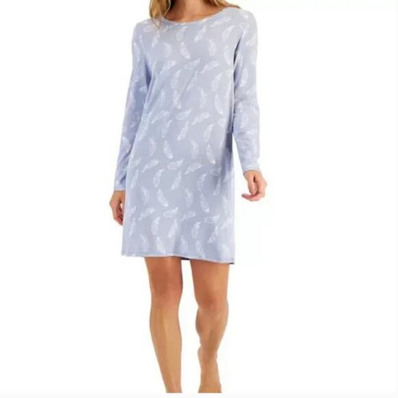 Charter Club Women s Butter Soft Sleepshirt Blue Feathers Size X-Large - Picture 1 of 1